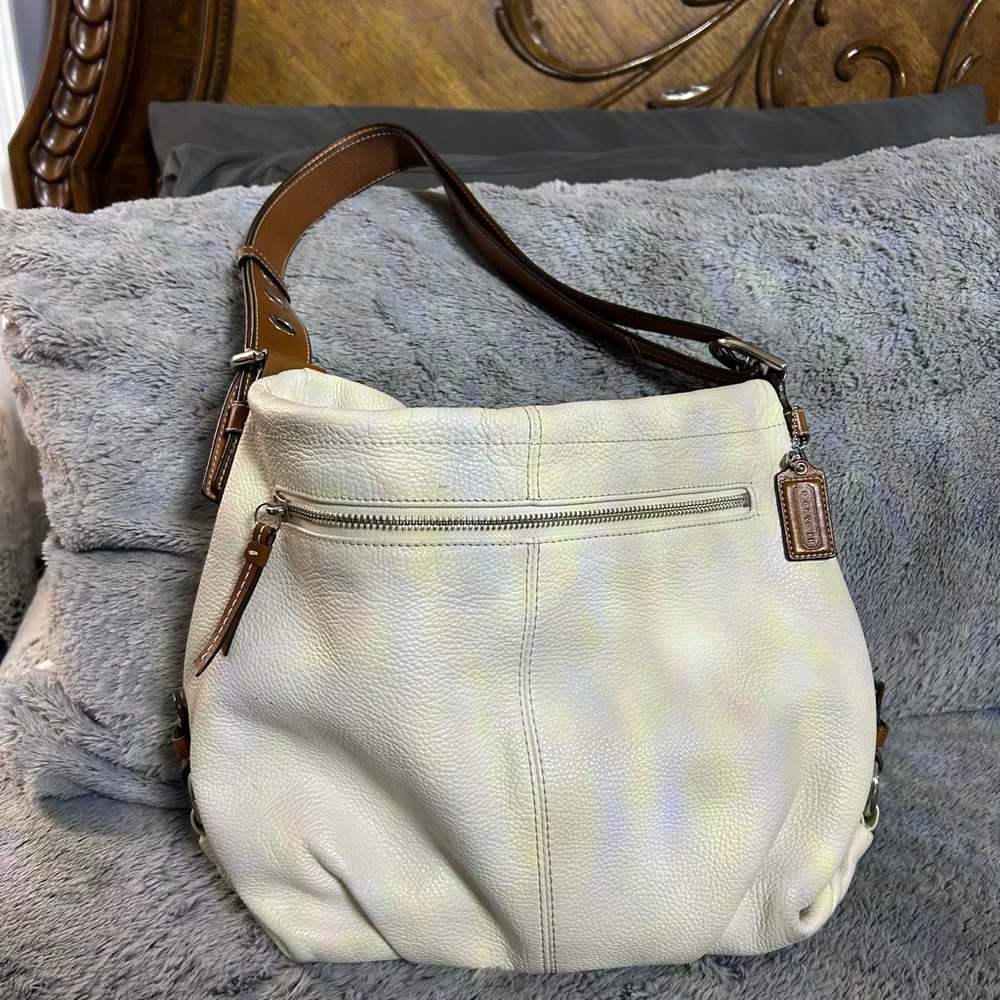 Coach Cream and Brown Hobo Bag